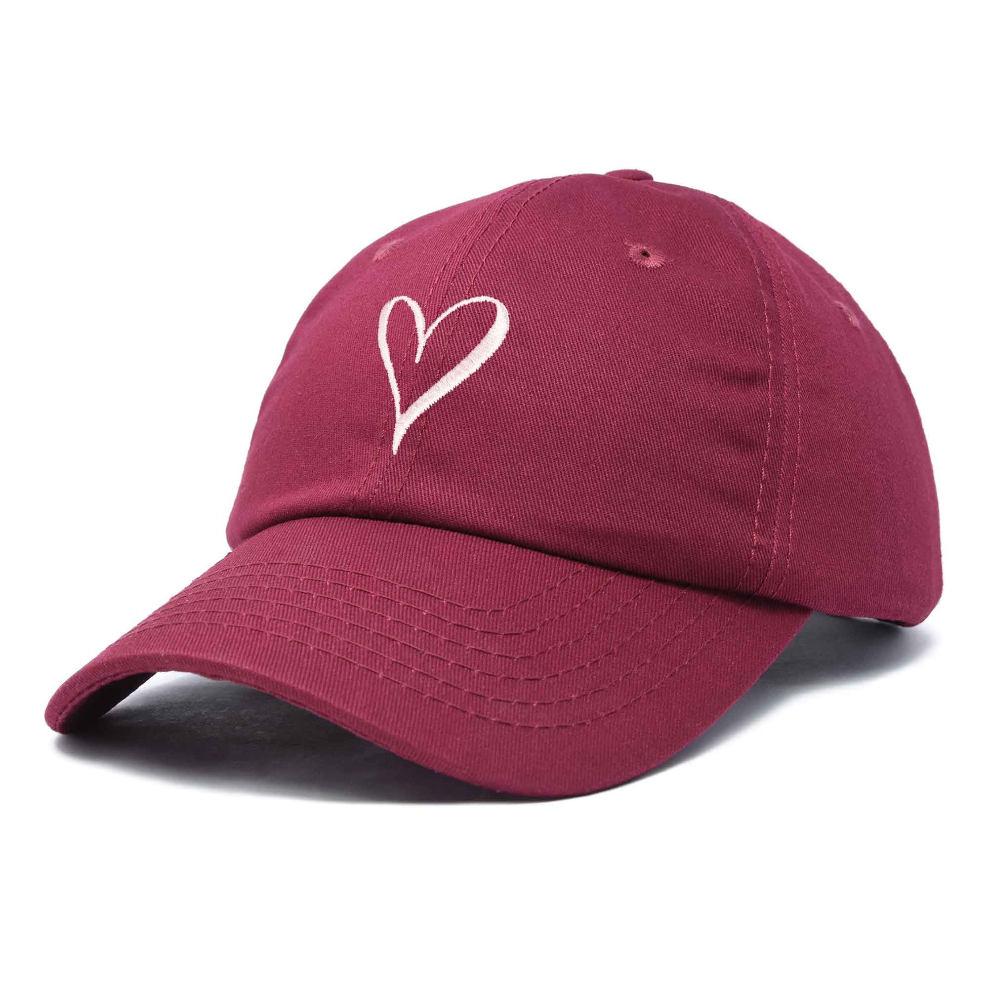 Hand Drawn Heart Embroidered Baseball Cap For Women | Dad Hat, 100% Cotton, One Size, Gray - View #2
