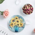 thumbnail image 4 of RYLABLUE Oil Painting Style Sunflower in Vase Set of 8 Round Coaster for Drinks, Absorbent Ceramic Stone Coasters Cup Mat with Cork Base for Home Kitchen Room Coffee Table Bar Decor, 4 of 5