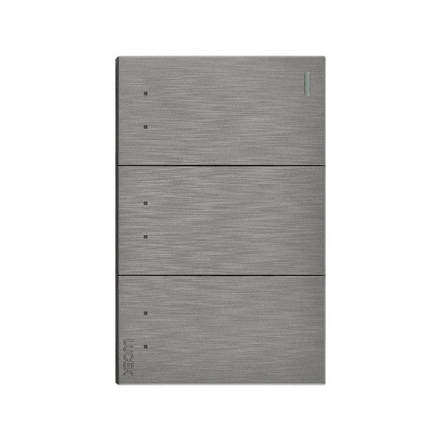 Placa Con 3 Apagadores De Escalera Lucek Línea Flat plateado