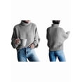 thumbnail image 3 of Suéter de Larga con Cuello Alto y Mangas Abullonadas para Mujer, de Color Liso, para Invierno y Otoño Gris M, 3 of 7