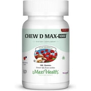 Maxi Health Chewable Vitamin D3 1000 IU – Bone & Immune Support – Natural Berry Flavor – 100 Chewables