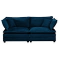 thumbnail image 3 of Modular 2-Seater Sofa and Ottoman Set in Blue Chenille Fabric, Customizable Living Room Sectional, 3 of 10