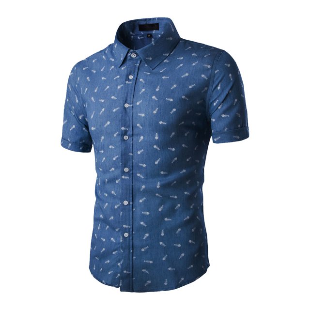 CamiEstampaFloral Botones Abajo ManCorPaHombre Azul Marino 52