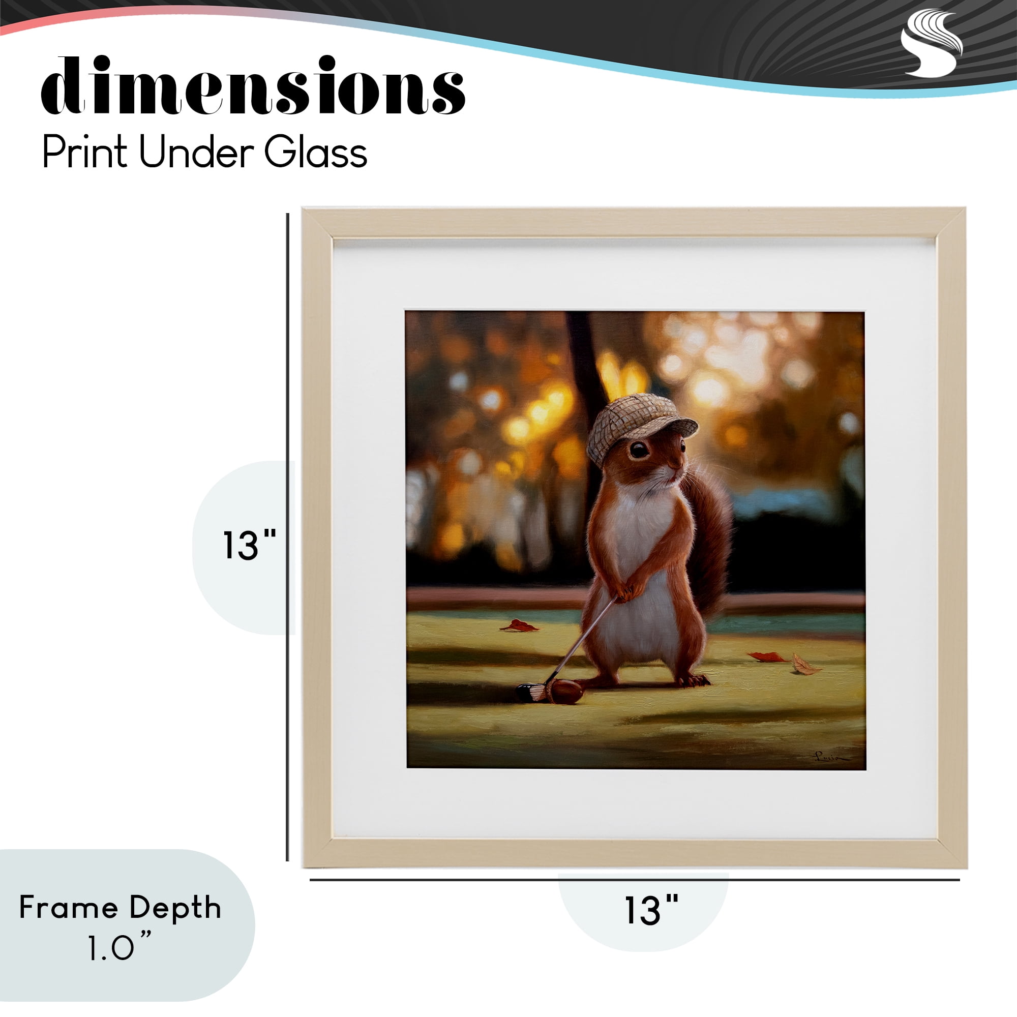 Stupell Industries Golf Nut Squirrel Birch Framed Print Under Glass, design by Lucia Heffernan