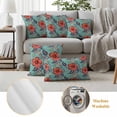 thumbnail image 6 of Teal Red Boho Floral Outdoor Waterproof Pillow Covers, Vintage Southwestern Ethnic Tribe Decorative Square Throw Pillowcase Sofa Cushion Sham for Patio/Couch/Chair, 24"x24" 2 Pack, 6 of 8