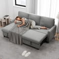 thumbnail image 7 of Walsunny Pull Out Sectional Sleeper Sofa Bed L Shape Couches with Reversible Storage Chaise for Living Rooms Small Rooms Apartment,Light Gray, 7 of 7
