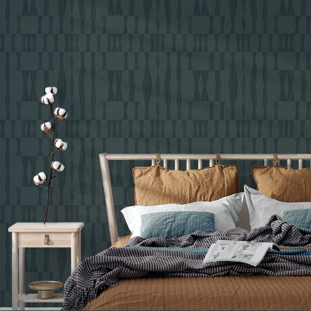 Tempaper Textured Faux Grasscloth Geo Seagrass Removable Peel and Stick Wallpaper, 20.5" x 16.5'