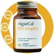 AlgaeCal D3 Complete - Vitamin D3 + Vitamin K2, Vitamin E, and Vitamin A , 60 Softgels
