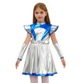 thumbnail image 2 of Zaldita Girls Alien Costume Cap Sleeve Shiny Tutu Dress Outer Space Cutie Costumes for Kids Halloween Silver 8, 2 of 7