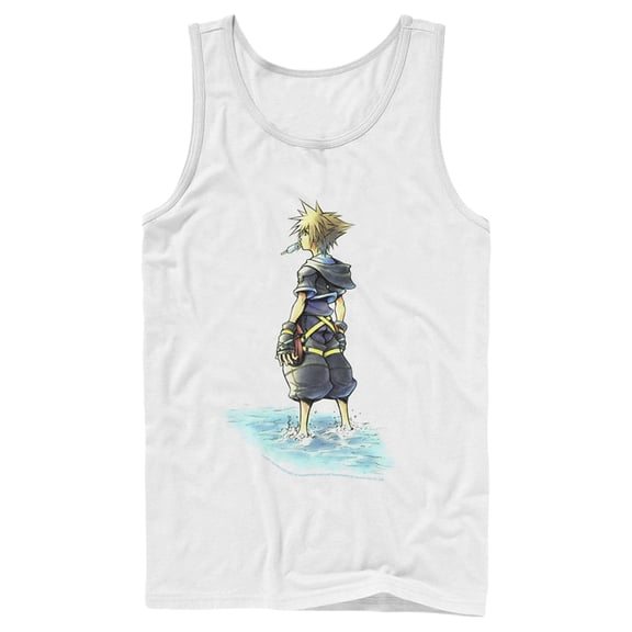 Men's Kingdom Hearts 1 Beach Sora Tank Top White Medium