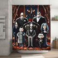 thumbnail image 1 of Cortina de ducha de la familia Addams, cortina de ducha decorativa impermeable y lavable para bañera, juego de decoración de accesorios de baño con 12 ganchos de hierro de 72 x 72 pulgadas, 1 of 8