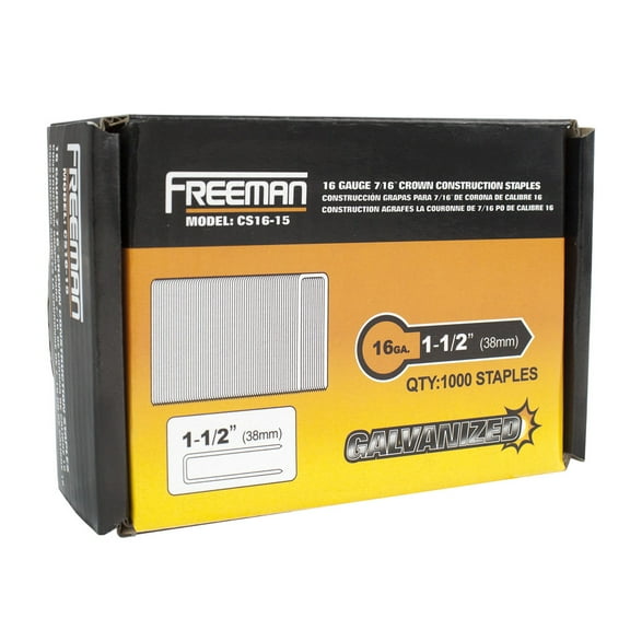Freeman CS16-15 16-Gauge 1-1/2" Glue Collated Construction Staples with 7/16" Crown (1000 Count)
