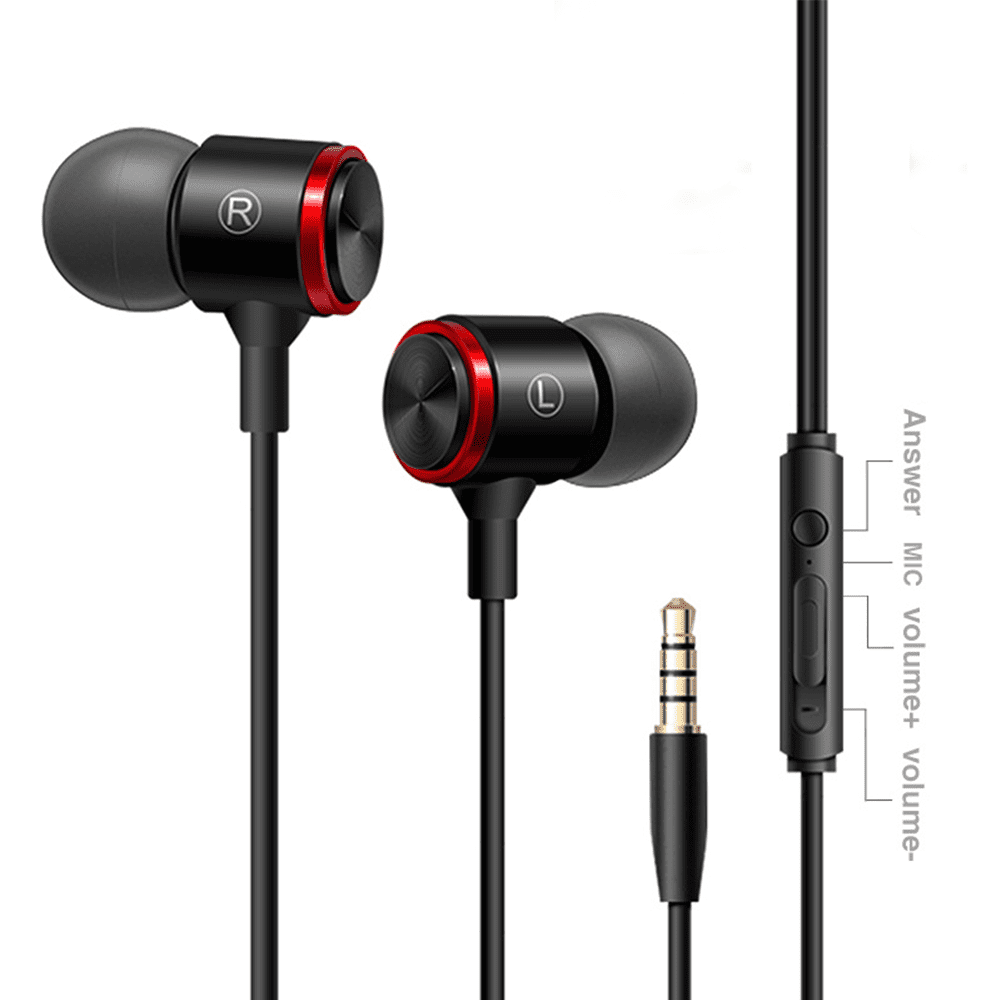 Noise Isolating In Ear Headphones with Pure Sound and Powerful Bass Earbuds with High Sensitivity Microphone and Volume Control Headphones for IPhone IPod IPad MP3 Samsung etc black Walmart