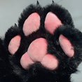 thumbnail image 2 of Byfri Black Furry Cat Paw Full Finger Mittens, Plush Animal Gloves for Themed Festivities, Black 32x24cm, 2 of 7