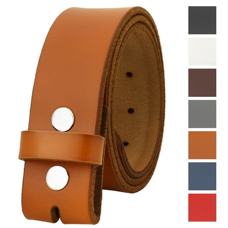 Falari Replacement Genuine Leather Belt Strap Without Buckle Snap on Strap 1.5