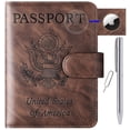 thumbnail image 1 of Funda de piel con cierre de pasaporte y bloqueo RFID para viajes esenciales, 1 of 9