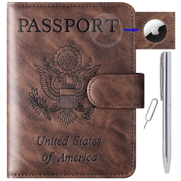 Funda de piel con cierre de pasaporte y bloqueo RFID para viajes esenciales