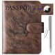 thumbnail image 1 of Funda de piel con cierre de pasaporte y bloqueo RFID para viajes esenciales, 1 of 9