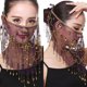 thumbnail image 1 of Accesorios de gasa de velo de cara de danza del vientre para mujer con cara de lentejuelas Púrpura Hugo velos faciales, 1 of 2