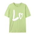 thumbnail image 6 of Green Androgynous Clothing, Short Sleeve Womens T-Shirts, Valentine's Day Polyester Blouses for Women Dressy Casual, Men And Women With Valentine's Day Love Printed Couple T Shirt Top, 6 of 6