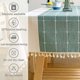 thumbnail image 5 of Mantel rectangular de algodón y lino liso, mantel bordado a cuadros con borlas, mantel de lino y algodón para decoración de mesa de comedor de cocina (140x260cm, verde/, 5 of 5
