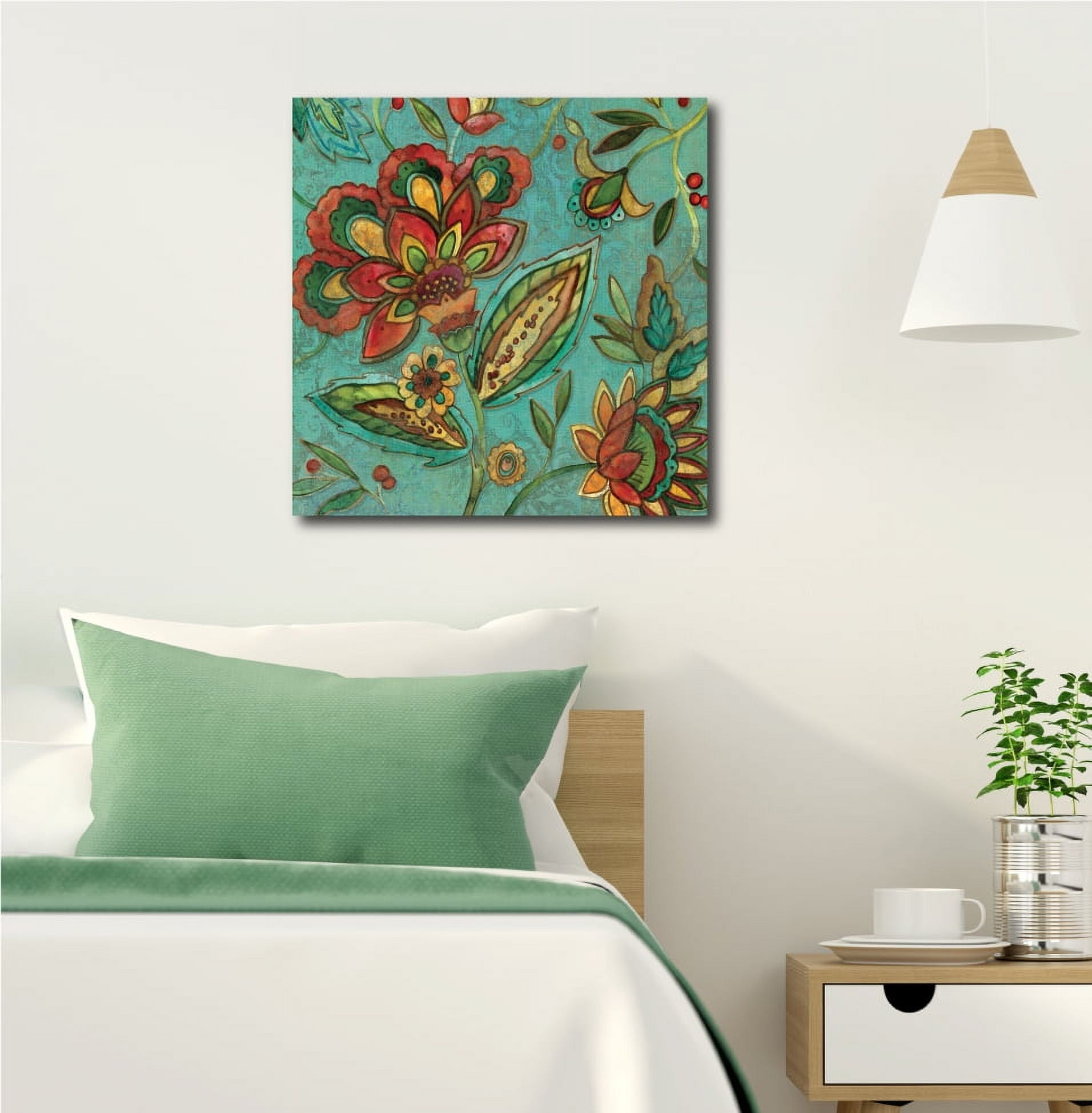 Teal Jacobean Spice II Gallery-Wrapped Canvas Wall Art, 16x16