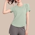 thumbnail image 2 of Hrsba Short Sleeve Tops For Women Solid Color Breathable Fast Drying Yoga Active Wear Casual Lightweight Summer Tops For Women, 2 of 5