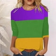 thumbnail image 2 of PMUYBHF Hauts pour Femmes Col Rond Manches Trois-Quarts Blouse Confortable à Imprimé Floral T-Shirts 838 L, 2 of 4