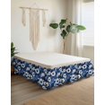 thumbnail image 2 of Blue Flower Ruffle Bed Skirt King Size Spring White Floral Pastoral Adjustable Elastic Dust Bed Skirts Wrap Around Bedskirt Wrinkle Free Easy Fit with 18 Inch Drop, 2 of 8
