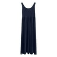 thumbnail image 4 of Womens 2025 Summer Sleeveless Square Neck Sundress Casual Long Flowy A Line Knit Dress Beach Vacation Maxi Dresses Navy S, 4 of 5