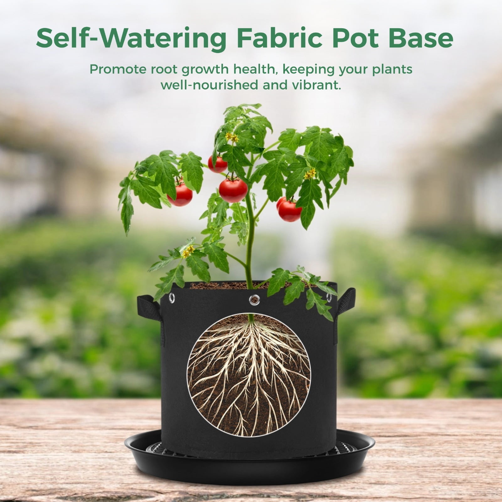 4 Pcs Self-Watering Fabric Pot Base, Elevated Plant Saucers, Auto-Irrigation Water Delivery System, Automatic Watering Plant Saucers for Plant Growth Bags, Flower Pot Trays for Fabric Planters