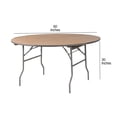 thumbnail image 6 of 60" (5 Foot) Round Heavy Duty Vinyl Edge Plywood Folding Banquet Table with Warm Gray Legs by Chivari, 6 of 8