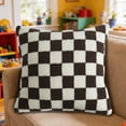 thumbnail image 6 of 18 X 18 Inch Square Checkered Sherpa Throw Pillow Soft Plush Fluffy Decorative Accent Pillow For Couch Sofa Bed Living Room And Home Decor, 6 of 6