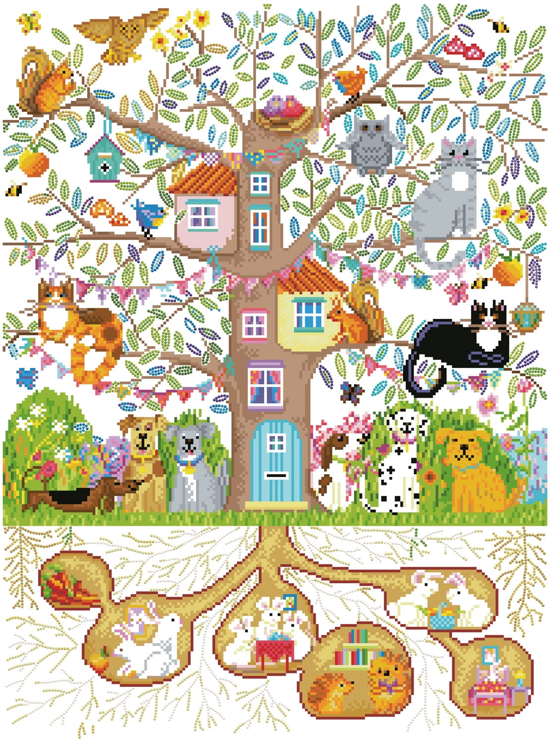 Diamond Dotz Tree House Family Diamond Painting Kits for Adults - Abstract Diamond Art Kits a Relaxing Creative Craft Kit with Dotz Gems 30x22