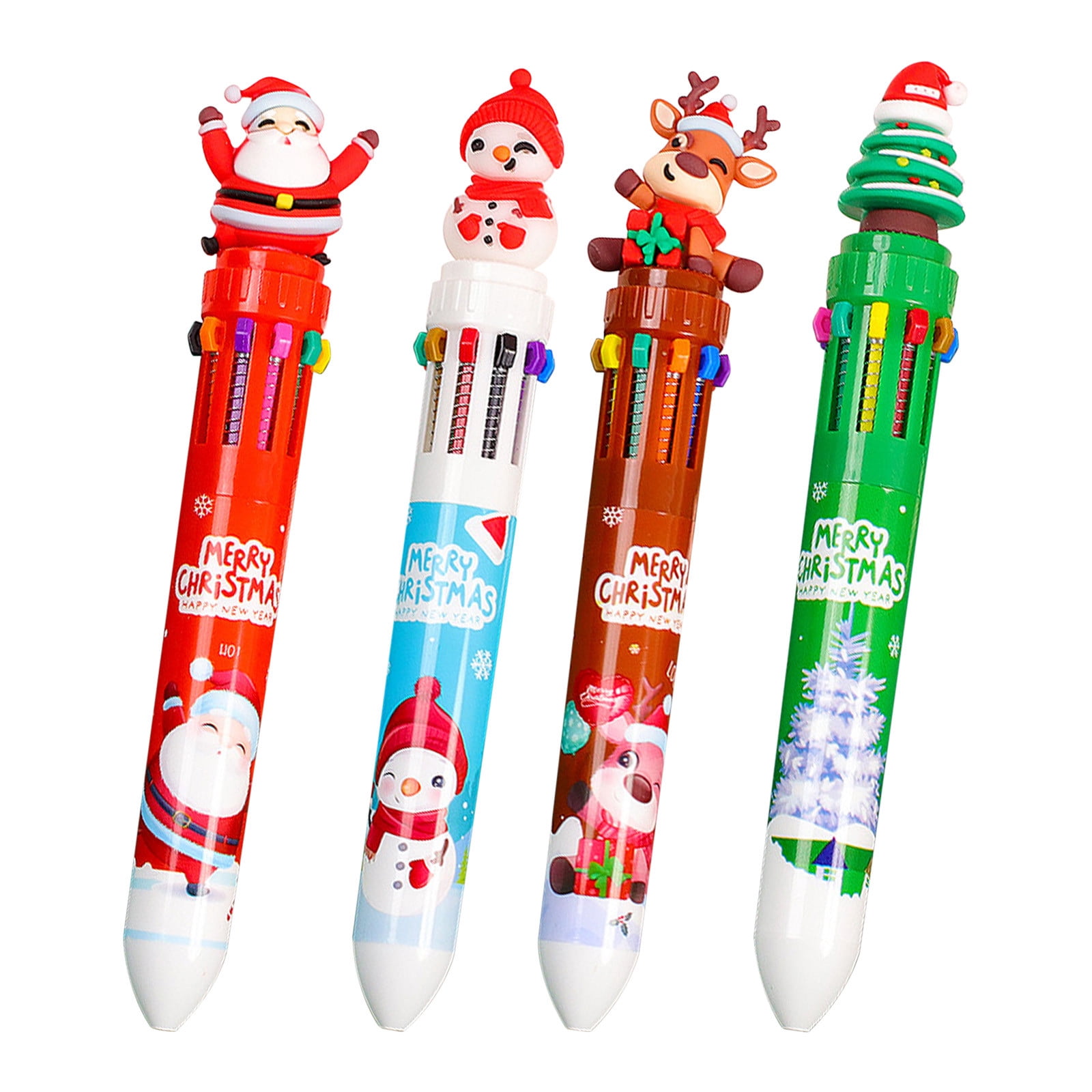 Matoen Multicolor Ballpoint Pen 0.5mm, 10-in-1 Colored Retractable Christmas Ballpoint Pens for Office Back to Supplies Students Youngsterren Gift