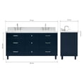 thumbnail image 2 of Ariel Monroe 67 Inch Double Oval Sink Bathroom Vanity With Italian Carrara Marble Countertop 1.5 inch Edge In Midnight Blue, 2 of 7