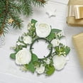 thumbnail image 2 of Anillo de vela de pilar, corona Artificial, vegetación, corona de granja, arreglo floral, flor Artificial para decoración de puerta de mesa del hogar Blanco, 2 of 8