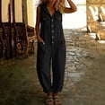 thumbnail image 6 of Guluxicc Womens Hooded Linen Jumpsuit Sleeveless Button Down Utility Pockets Tapered Leg Casual Loose Summer Vacation Overalls, 6 of 7
