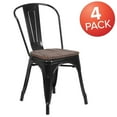 thumbnail image 4 of 4 Pk. Black Metal Stackable Chair with Wood Seat, 4 of 9