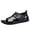 Black, variant on EKVAHL Leather Roman Sandals for Men, Breathable Open Toe Flat Walking Shoes, Non Slip Beach Outdoor Daily Casual Sandals Black