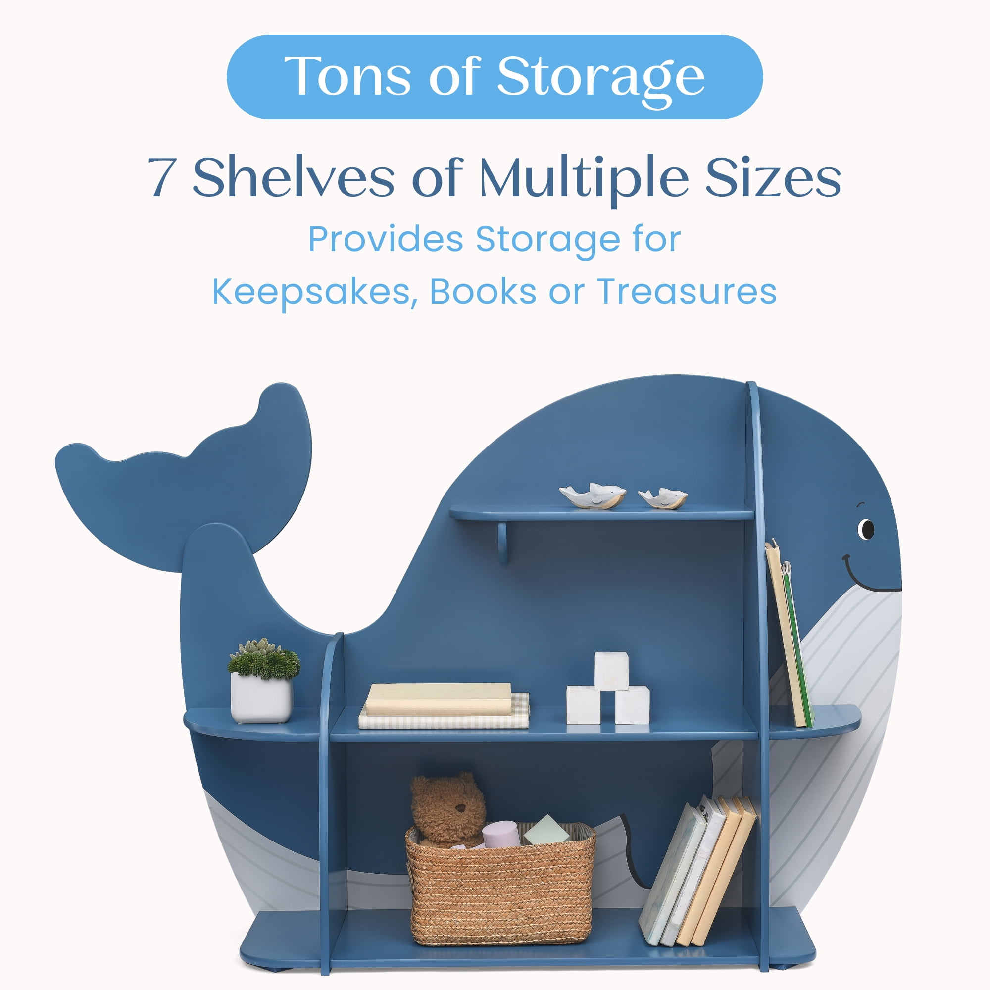 Delta Children Whale Bookcase - Greenguard Gold Certified, Blue