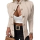 thumbnail image 3 of Cárdigan de Punto con Estampado de Rombos para Mujer, Abrigo Corto Ligero, Cuello Alto, Larga, Botones Metálicos, Chaqueta de Otoño Albaricoque XL, 3 of 8