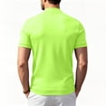 thumbnail image 6 of Men Mock Turtleneck Short Sleeve Tee Lightweight Silk-Like Slim Fit Basic Solid Casual Daily Wear Tops Fluorescent Green L, 6 of 7