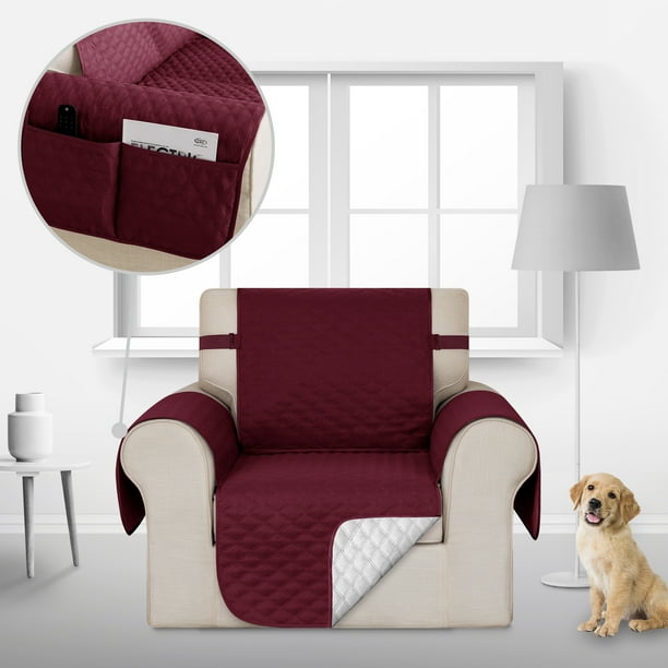 Deconovo Funda de sofá resistente al agua, 1 unidad, burdeos, 53 cm de ancho x 190 cm de largo, funda protectora para muebles, ideal para mascotas y niños.