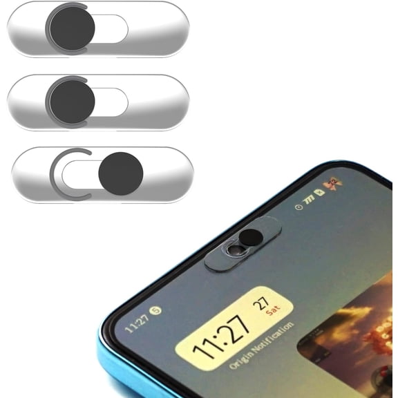 Ultra-Thin Transparent Front Camera Cover, Webcam Privacy Protector Slide for Smartphones, Compatible with Galaxy Pixel iPad, Anti-Peep Privacy Protection, 3 Packs