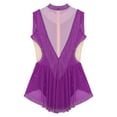 thumbnail image 6 of YONGHS Women Rhinestones Mesh Tassel Figure Skating Leotard Lyrical Latin Dance Ballet Gymnastics Bodysuit Purple M, 6 of 7