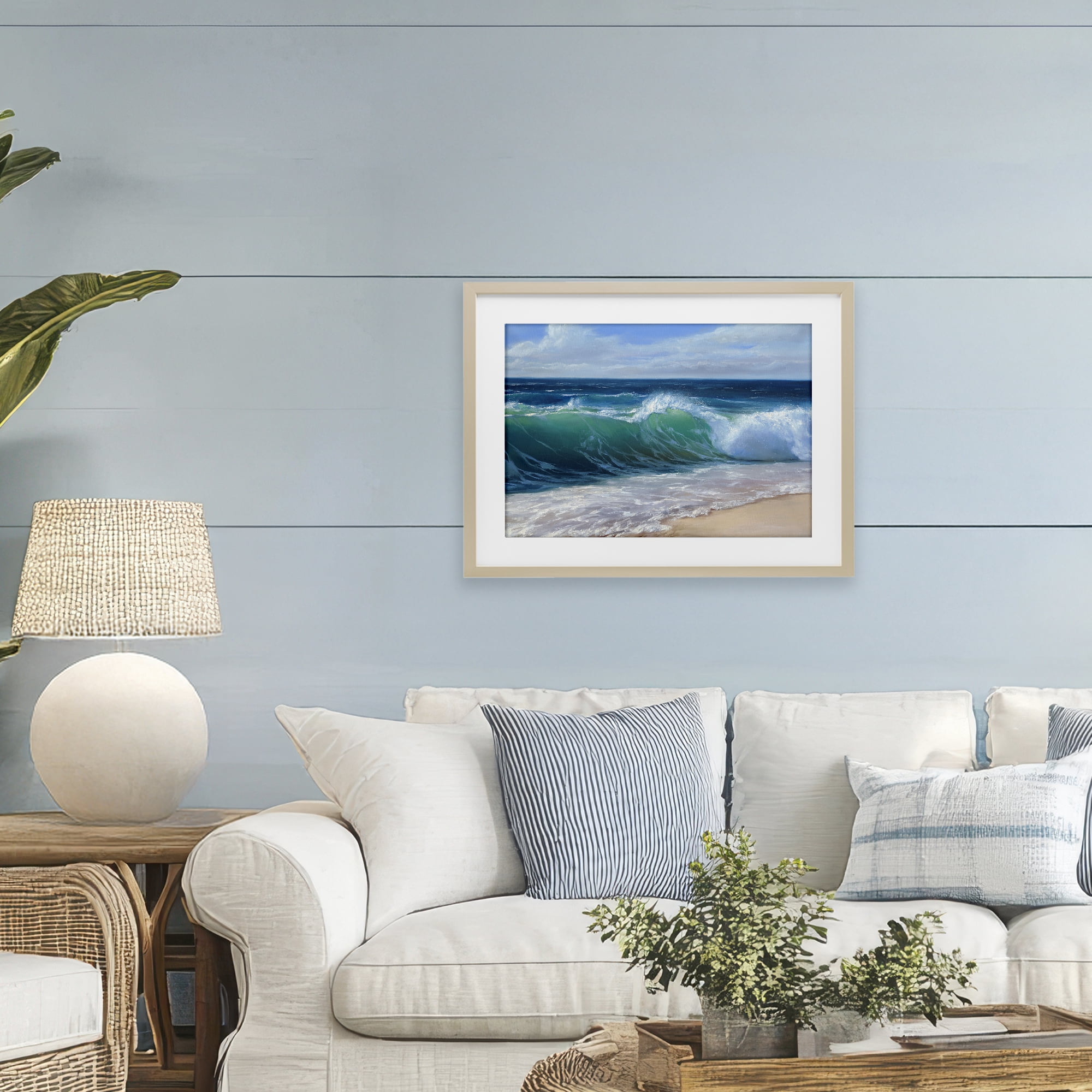 Stupell Industries Content Beach Waves Shore Birch Framed Print Under Glass, design by Dimitri Sirenko