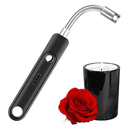Arc Windproof Lighter USB Rechargeable Camping and Fireplaces Upgraded Long Flameless Electronic Lighters with Gift Box Safety for Home Kitchen,BBQ Qhui Electric Candle Lighter Silver 