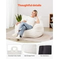 thumbnail image 4 of Bean Bag Chair, 3 feet Bean Bag Chair with Soft Armrests and Storage Pocket, 25D Memory Foam Filled with Soft Teddy Velvet Cover, Bean Bag for Bedroom or Playroom, White, 4 of 8