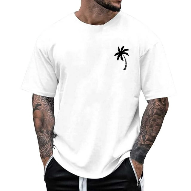 T-shirts pour Hommes Été Décontracté avec Imprimé Arbre Manches Courtes Col Rond pour Usage Quotidien